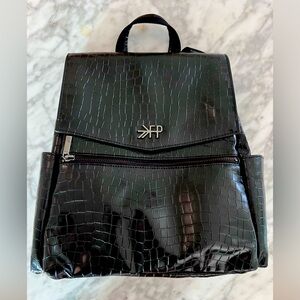 Freshly Picked Diaper Bag Backpack in Stamped Black Croc